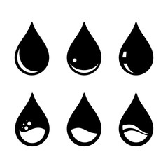 Abstract symbols of a drop oil or water. Vector black color.