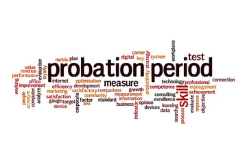 Probation period word cloud concept - obrazy, fototapety, plakaty