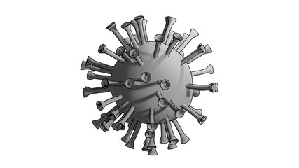 3D Rendering picture of a Corona virus in grayscale