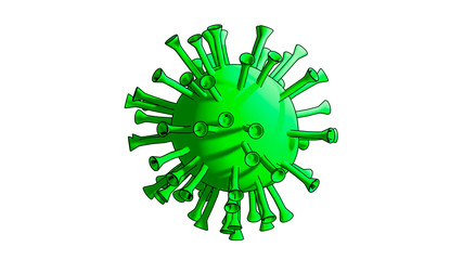 3D Rendering picture of a Corona virus in green color