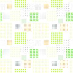 Colorful squares on white background: abstract geometric seamless pattern. Vector graphics.