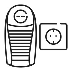 Portable heater black line icon. Small heating device. Can be used anywhere near a socket. Warms people in a cold place. Pictogram for web page, mobile app. UI UX GUI design element
