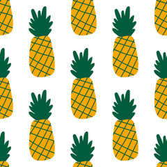 Seamless patter with juicy pineapple. Vector illustration. 
