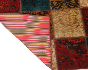 Old and modern Persian Colourful Arabesque and handmade carpet, rug gelim, patchwork, and Gabbeh...