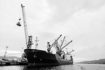 Fototapeta premium Loading of a bulk carrier in port of Varna, Bulgaria
