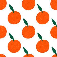 Seamless pattern with bright oranges. Vector illustration. 