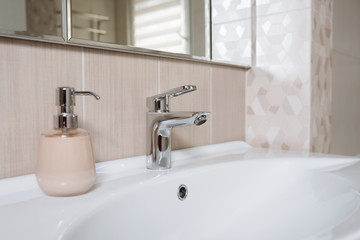 Washroom with liquid soap for prevention against virus