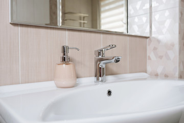 Washroom with liquid soap for prevention against virus