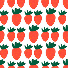 Seamless pattern with red strawberries. Vector illustration. 