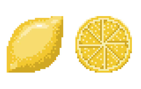 pixel art Lemon icon. 32x32 pixels. Vector illustration on a white background.