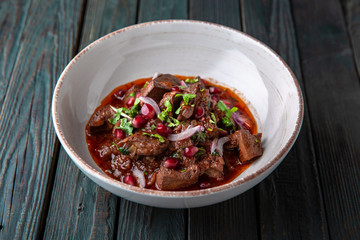 Kuchmachi from chicken giblets. The national Georgian dish.