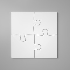 Small jigsaw puzzle 2x2 mockup. 4 pieces game. Blank template. 3d render