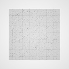 Large jigsaw puzzle 15x15 pieces mockup. Blank template. 3d illustration