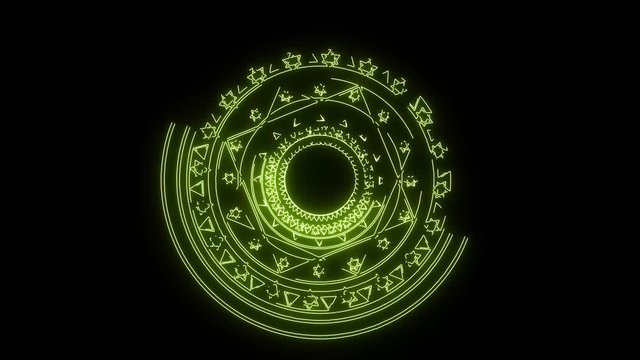 magic six star light green energy rotate slow appear for banner and advertisement
