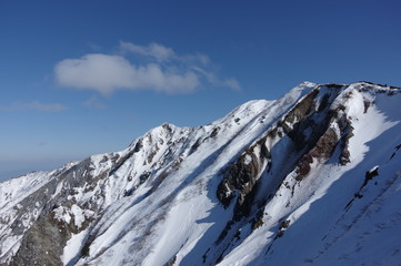 Fototapeta na wymiar 春の雪山