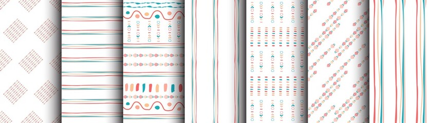 set color modern stripes seamless pattern hand drawn surface design for home. Abstract background