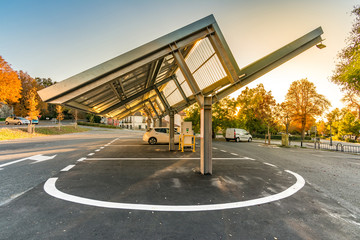 Car charging station for self-sufficient and first photovoltaic panels in Europe. It is also free....