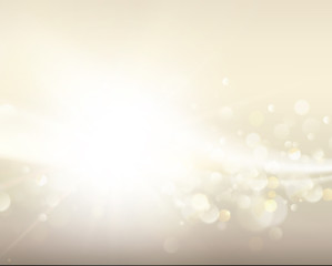 Goldblurred bokeh for holiday glowing background. Happy valentines day backdrop. Vector illustration.