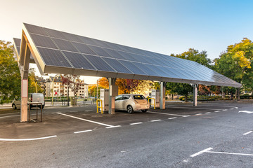 Car charging station for self-sufficient and first photovoltaic panels in Europe. It is also free....