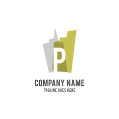 Obraz premium P Letter building logo vector design template