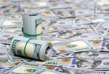  dollars in roll on money background
