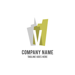 Fototapeta premium V Letter building logo vector design template