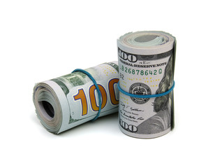 roll dollars isolated on the white