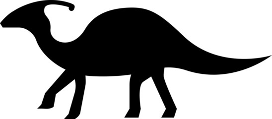 Simple Black Cartoon Drawing of a Dinosaur Parasaurolophus