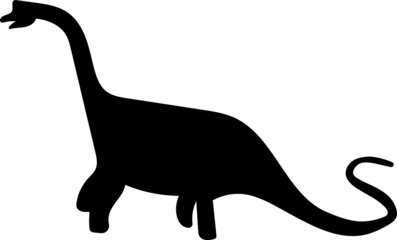 Simple Black Cartoon Drawing of a Dinosaur Diplodocus