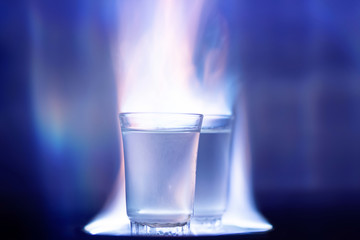  Burning alcohol on black