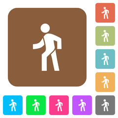 Man walking left rounded square flat icons