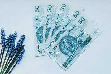 50 Polish zloty banknote Muscari flover