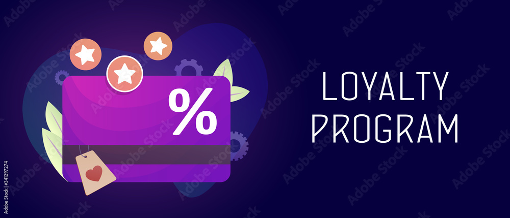 Poster loyalty program and retail customer rewards service. discount card with rewarding marketing points c