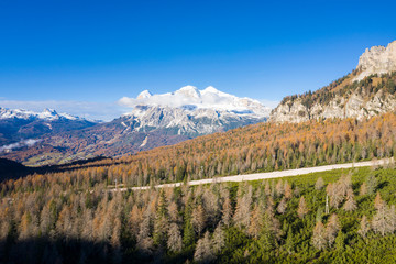 Autumn in the Dolomites near to Cortina d'Ampezzo, Italy.