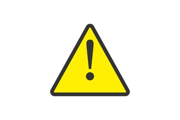 Flat yellow hazard warning symbol. Warning icon and sign of danger isolated on white background for use on web design, typography, ui, app, on the road and construction.