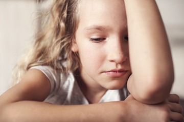 Fototapeta premium Sad child at home