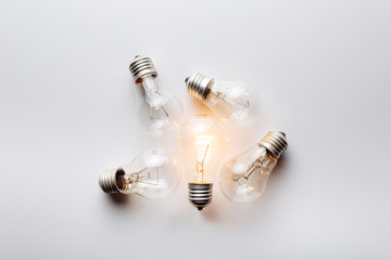 The lamp is lit on a white background visualization of an idea