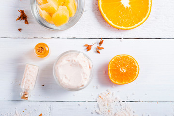 orange spa on white wooden