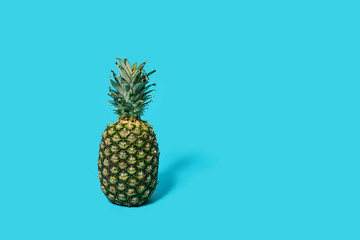 beautiful juicy pineapple isolated on a blue background