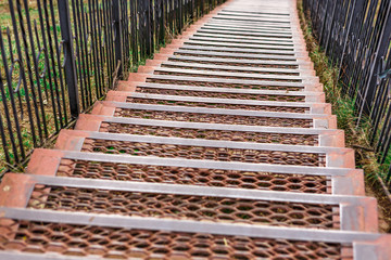 Rusty iron stairs and railings