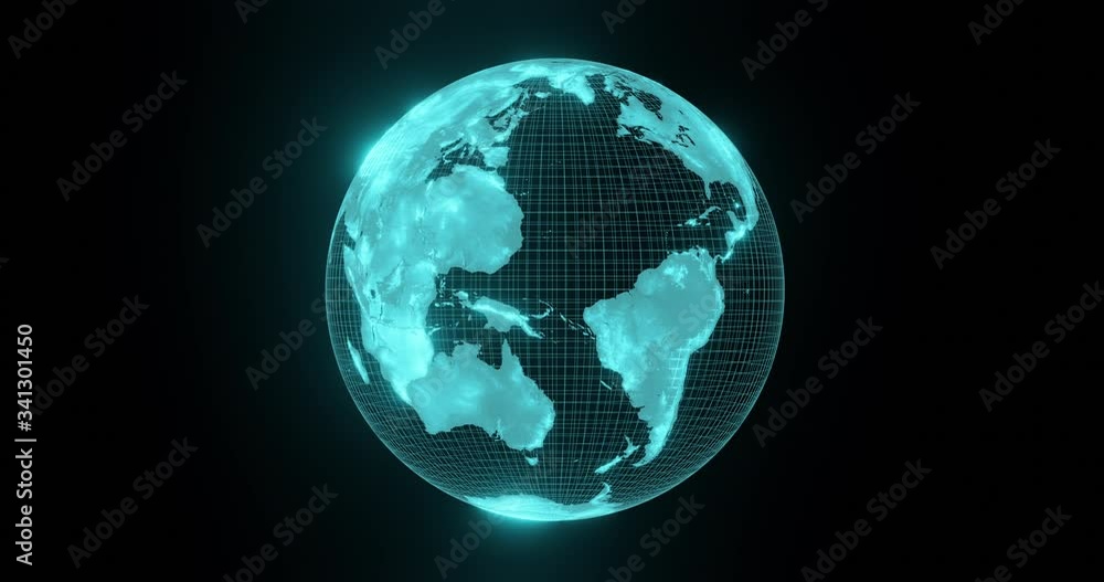 Poster loop able rotating earth hologram, futuristic look. 3d-animation. seamless looping.