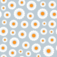 Creative seamless Floral vector pattern. White chamomile on a gray background. For the original, decorative flower backdrop for greeting cards, flyers, packagings, prints, textiles, etc.