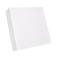 Blank white cardboard box isolated on white background. White slim square box mockup isolated on...