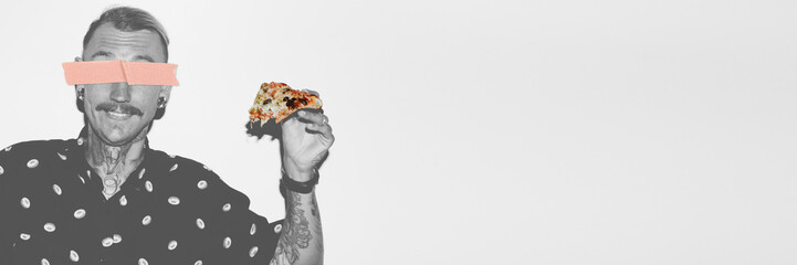 Man eating a pizza