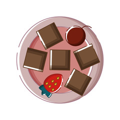Isolated linear plate with chocolate.