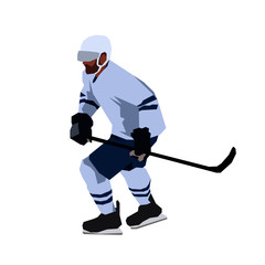 Obraz premium Ice hockey player, flat design geometric vector illustration