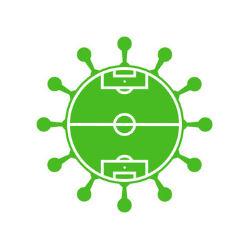 Coronavirus Icon mit Fu&szlig;ballfeld