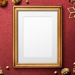 Golden Christmas frame mockup