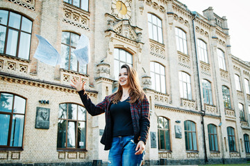 student girl near the university building