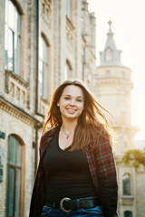 student girl near the university building